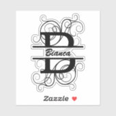 Monogramletter met draaiende draden; ruimte voor j sticker (Vel)