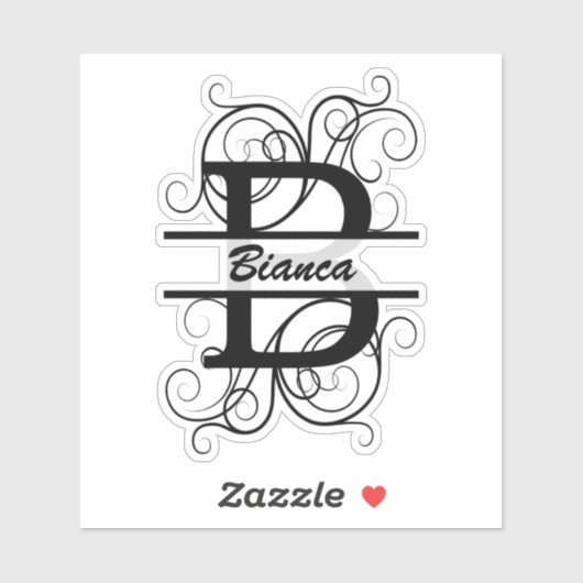 Monogramletter met draaiende draden; ruimte voor j sticker (Vel)