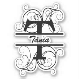 Monogramletter met draaiende draden; ruimte voor j sticker