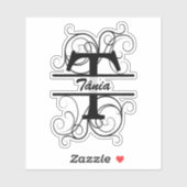 Monogramletter met draaiende draden; ruimte voor j sticker (Vel)