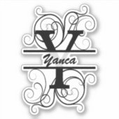 Monogramletter met draaiende draden; ruimte voor j sticker (Voorkant)