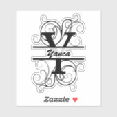 Monogramletter met draaiende draden; ruimte voor j sticker (Vel)