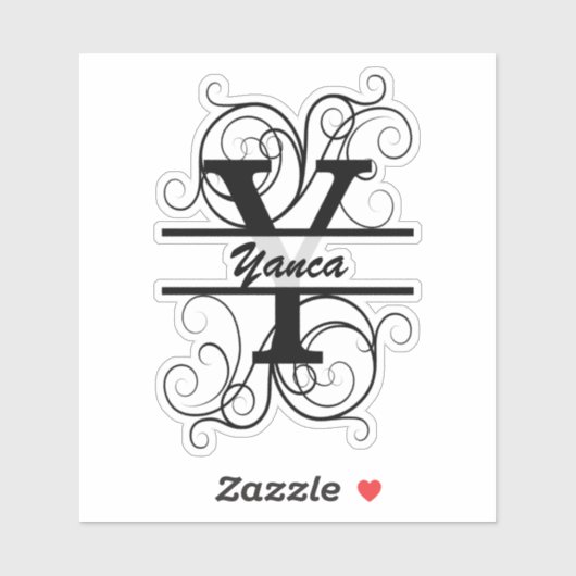 Monogramletter met draaiende draden; ruimte voor j sticker (Vel)