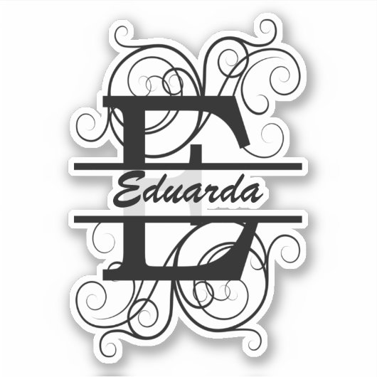 Monogramletter met draaiende draden; ruimte voor j sticker (Voorkant)