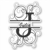 Monogramletter met draaiende draden; ruimte voor j sticker (Voorkant)