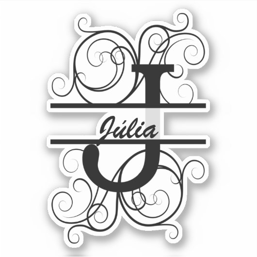 Monogramletter met draaiende draden; ruimte voor j sticker (Voorkant)