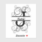 Monogramletter met draaiende draden; ruimte voor j sticker (Vel)