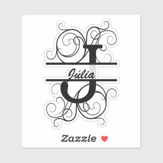 Monogramletter met draaiende draden; ruimte voor j sticker (Vel)