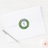 Monogramm Krans Met Strik Envelop Zakzegel Ronde Sticker (Envelop)