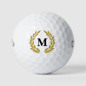 Monogramm Lorbeerkranz in Gold Golfballen (Voorkant)