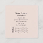 Monogramm Minimalistic Beige-Rosa Schwarz Weiss Vierkante Visitekaartje (Achterkant)