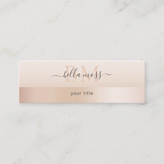 Monogramm Modern Minimal Beige Mini Visitekaartje (Voorkant)