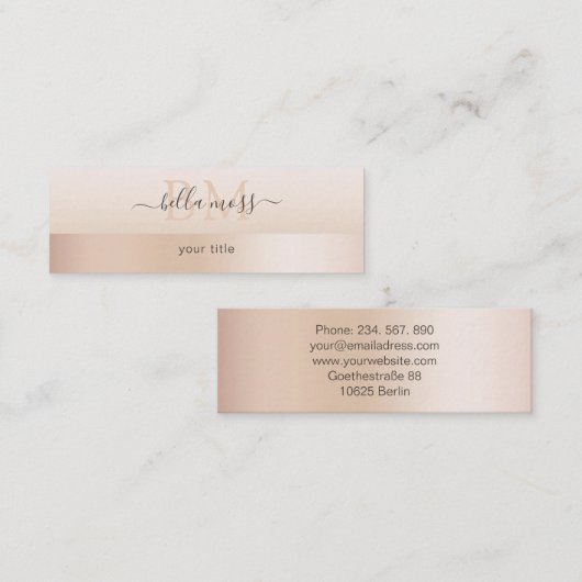 Monogramm Modern Minimal Beige Mini Visitekaartje (Voorkant / Achterkant)