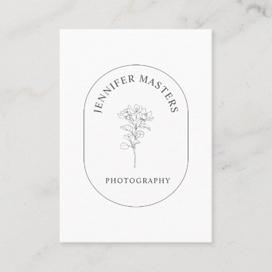 Monogramm, schlicht, elegante, floral visitekaartje (Voorkant)