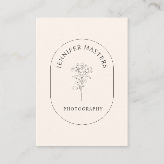 Monogramm, schlicht, elegante, floral visitenkarte visitekaartje (Voorkant)