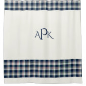Monogrammable Blue, White, Multi Thread Pset Douchegordijn (Voorkant)