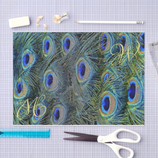 Monogrammable Peacock Feather Tissuepapier (Craft)