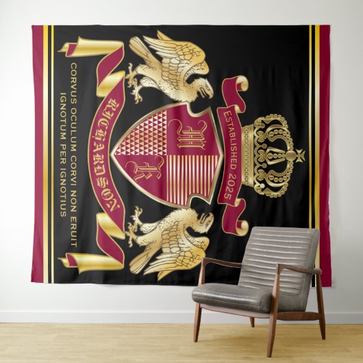 Monogrammat van het wapenarsenaal Rode goudmakreel Wandkleed (In Situ (horizontaal))