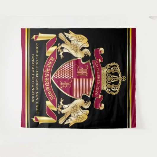 Monogrammat van het wapenarsenaal Rode goudmakreel Wandkleed (Voorkant (horizontaal))