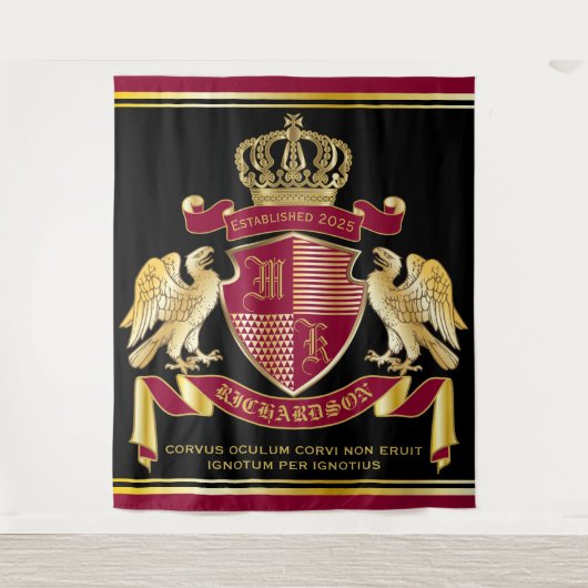 Monogrammat van het wapenarsenaal Rode goudmakreel Wandkleed (Voorkant)