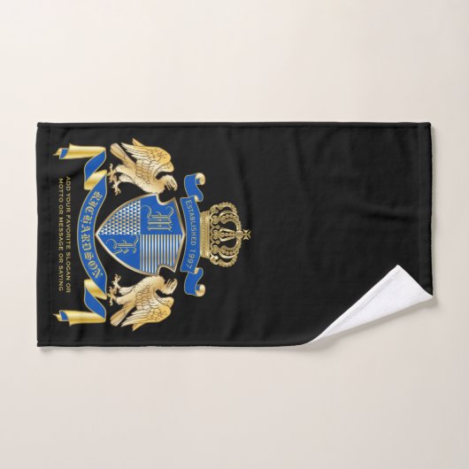 Monogrammat van wapenblauw-goudmakreel bad handdoek (Handdoek)
