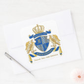 Monogrammat van wapenblauw-goudmakreel vierkante sticker (Envelop)
