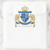 Monogrammat van wapenblauw-goudmakreel vierkante sticker (Tas)