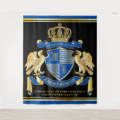 Monogrammat van wapenblauw-goudmakreel wandkleed (Voorkant)
