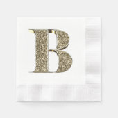 Monogrammatica Letter Initiaal B Gold Sparkles Ele Servet (Voorkant)