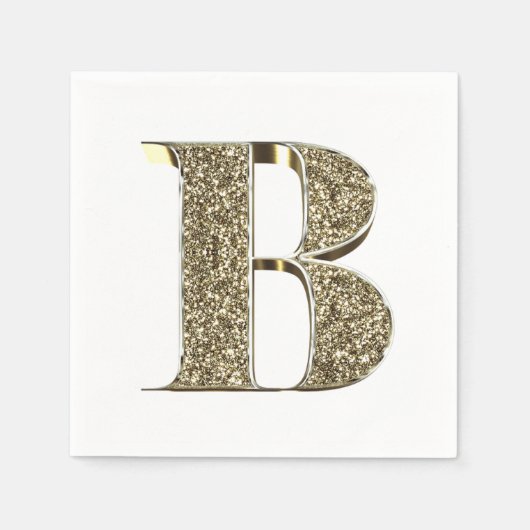 Monogrammatica Letter Initiaal B Gold Sparkles Ele Servet (Voorkant)