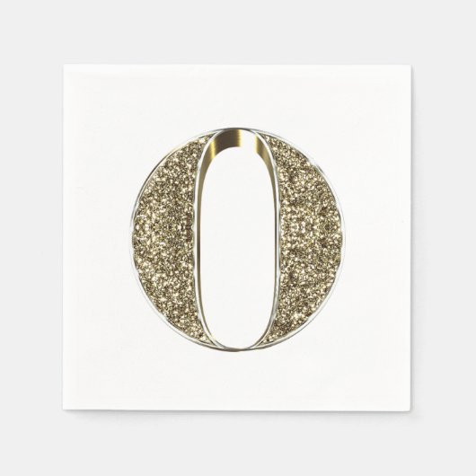 Monogrammatica Letter Initiaal o Gold Sparkles Servet (Voorkant)