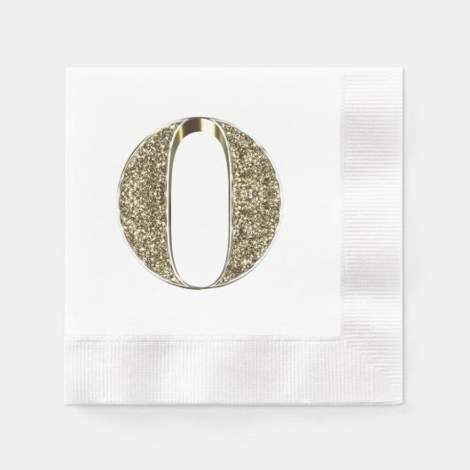 Monogrammatica Letter Initiaal o Gold Sparkles Servetten (Voorkant)