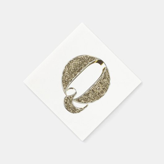 Monogrammatica Letter Initiaal Q Gold Sparkles Ele Servet (Hoek)