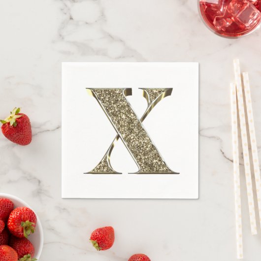 Monogrammatica Letter Initiaal X Gold Sparkles Ele Servetten (Insitu)