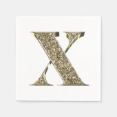 Monogrammatica Letter Initiaal X Gold Sparkles Ele Servetten (Voorkant)