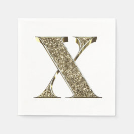Monogrammatica Letter Initiaal X Gold Sparkles Ele Servetten