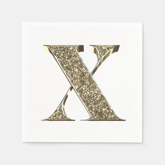 Monogrammatica Letter Initiaal X Gold Sparkles Ele Servetten (Voorkant)