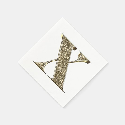 Monogrammatica Letter Initiaal X Gold Sparkles Ele Servetten (Hoek)