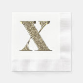 Monogrammatica Letter Initiaal X Gold Sparkles Ele Servetten (Voorkant)