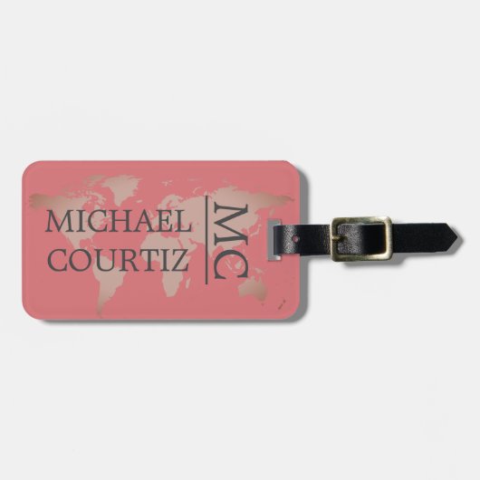 Monogrammatica Monogrammatica wereldreiskaart pers Bagagelabel (Voorkant horizontaal)