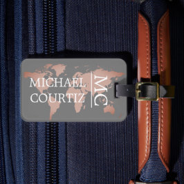 Monogrammatica Monogrammatica wereldreiskaart pers Bagagelabel