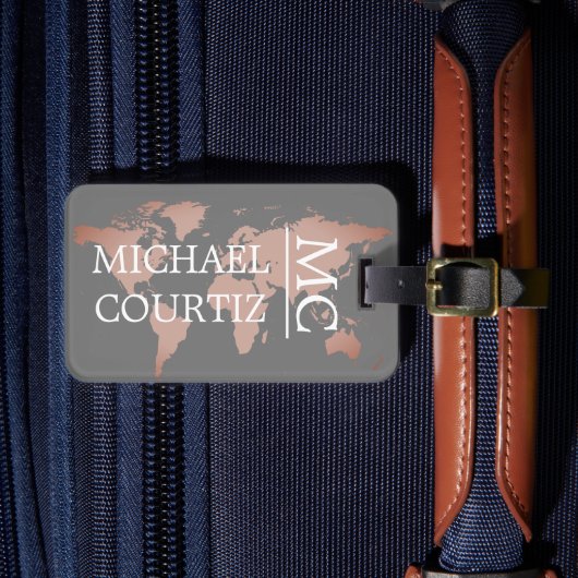 Monogrammatica Monogrammatica wereldreiskaart pers Bagagelabel (Voorkant Insitu 4)