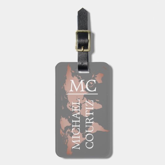 Monogrammatica Monogrammatica wereldreiskaart pers Bagagelabel (Voorkant verticaal)