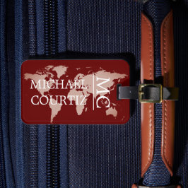 Monogrammatica Monogrammatica wereldreiskaart pers Bagagelabel