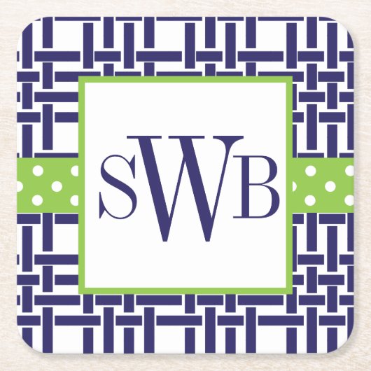 Monogrammatica van bamboe en groskorrels, Onderzet Kartonnen Onderzetters (Voorkant)