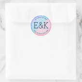 Monogrammaticaal roze en blauw Glitter Geometrisch Ronde Sticker (Tas)