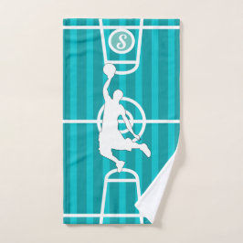 Monogrammaticale Basketball Player on Green Blue C Handdoek