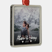 Monogrammaticale foto Elegant white calligraphy we Metalen Ornament (Rechts)