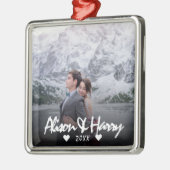 Monogrammaticale foto Elegant white calligraphy we Metalen Ornament (Links)