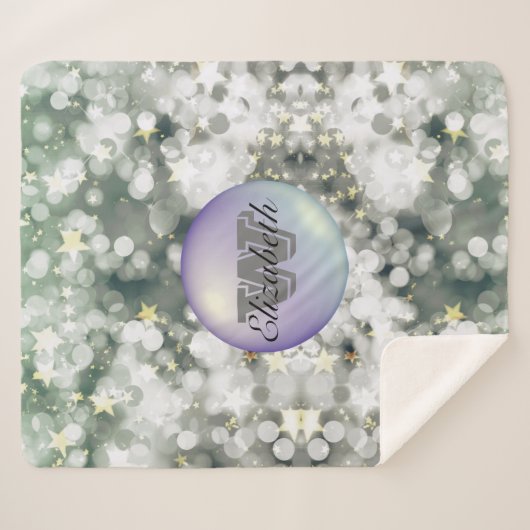 Monogrammaticale Glittery Background Sherpa Deken (Voorkant (horizontaal))